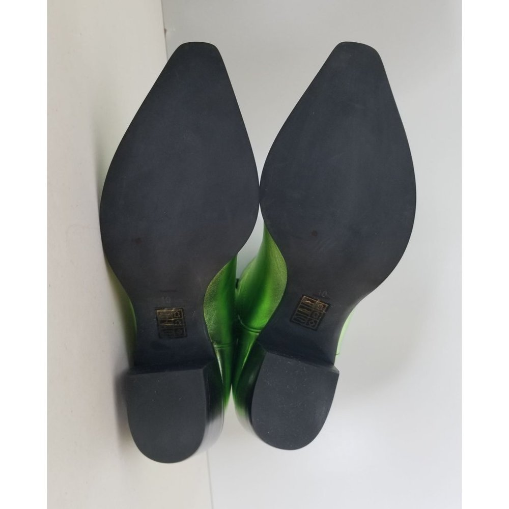 Free People Dagget Western Boots Green Metallic Leather Womens Size 10 - Picture 5 of 6